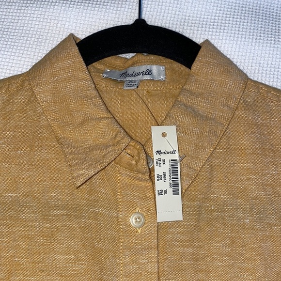 Madewell Woman’s Shirt Sleeve Tie Front Top Size XXS Style H9182 Yellow - Picture 4 of 11